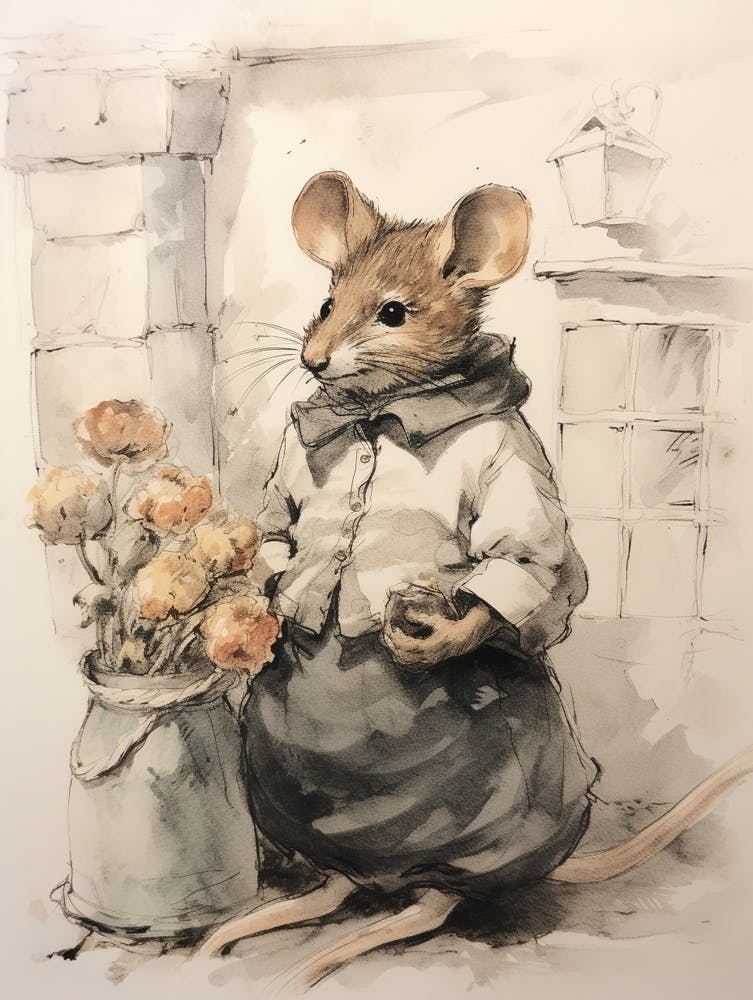Storybook Animal Watercolour Rat 1