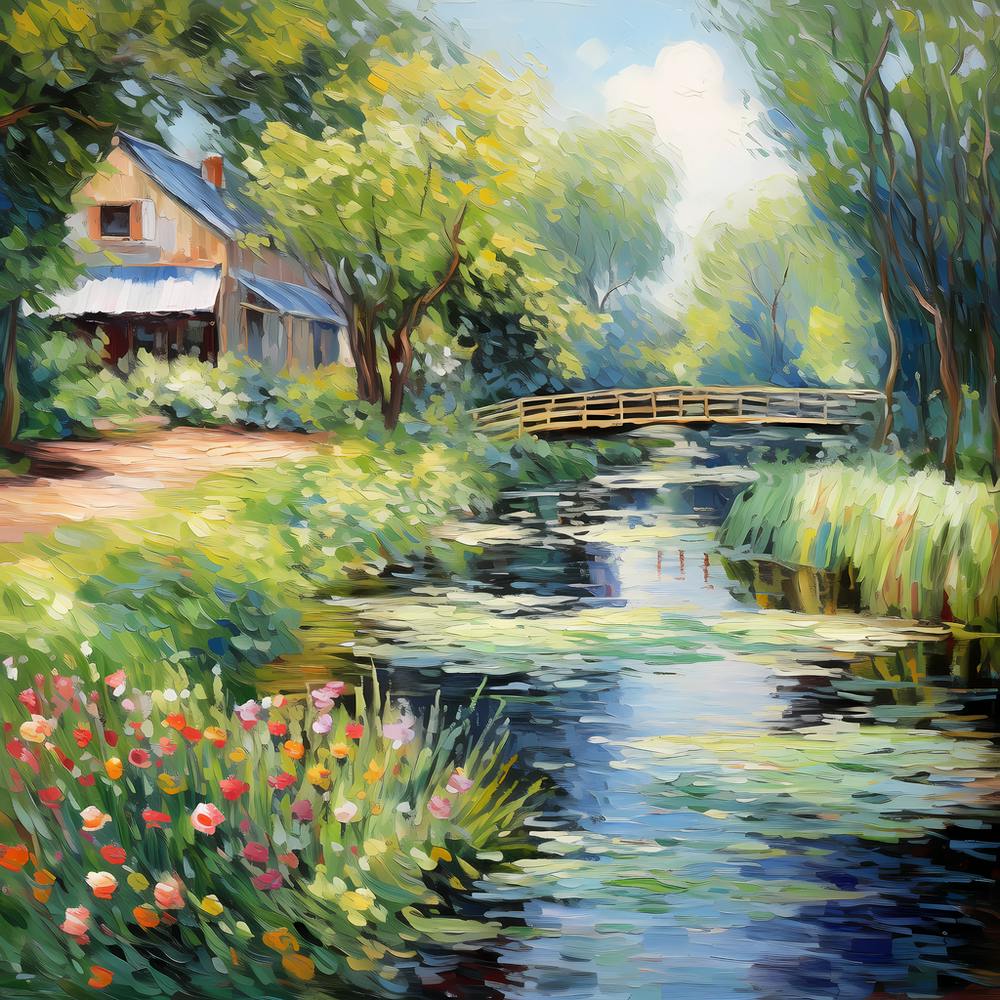 Riverbank Rhapsody: Van Gogh's Floral Harmony
