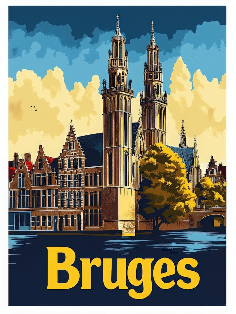 Aihrgdesign A Retro Travel Poster For Bruges Featuring The Ba 7a9ebefa 66bc 4566 B0e0 Cb7c022fe351 3