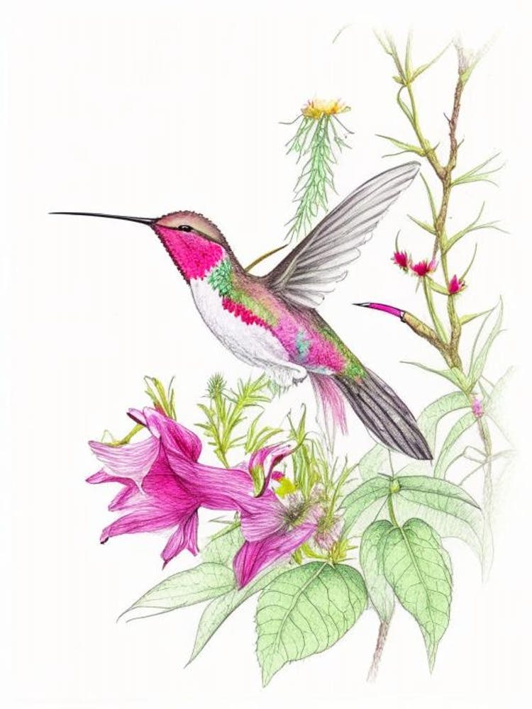 Hummingbird In A Garden Quentin Blake Illustration