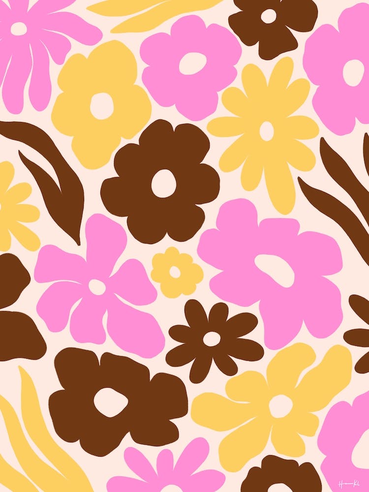 Yellow Pink And Brown Flowers