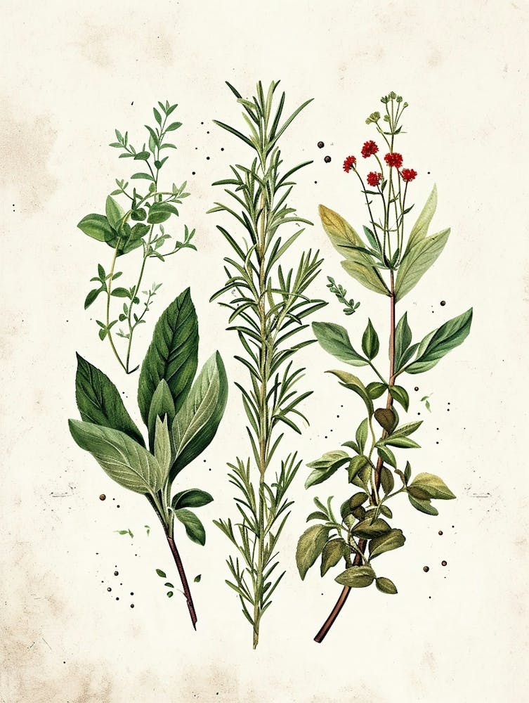 Garden Herbs Vintage Illustration 2