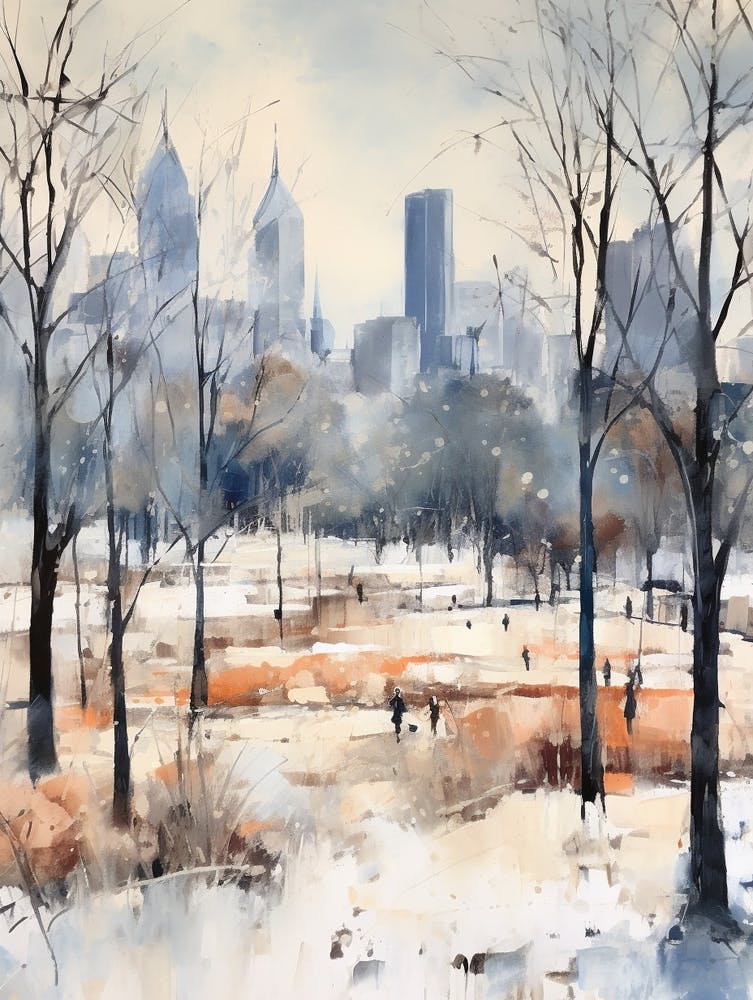 Winter City Park Painting Grant Park Chicago United States 1
