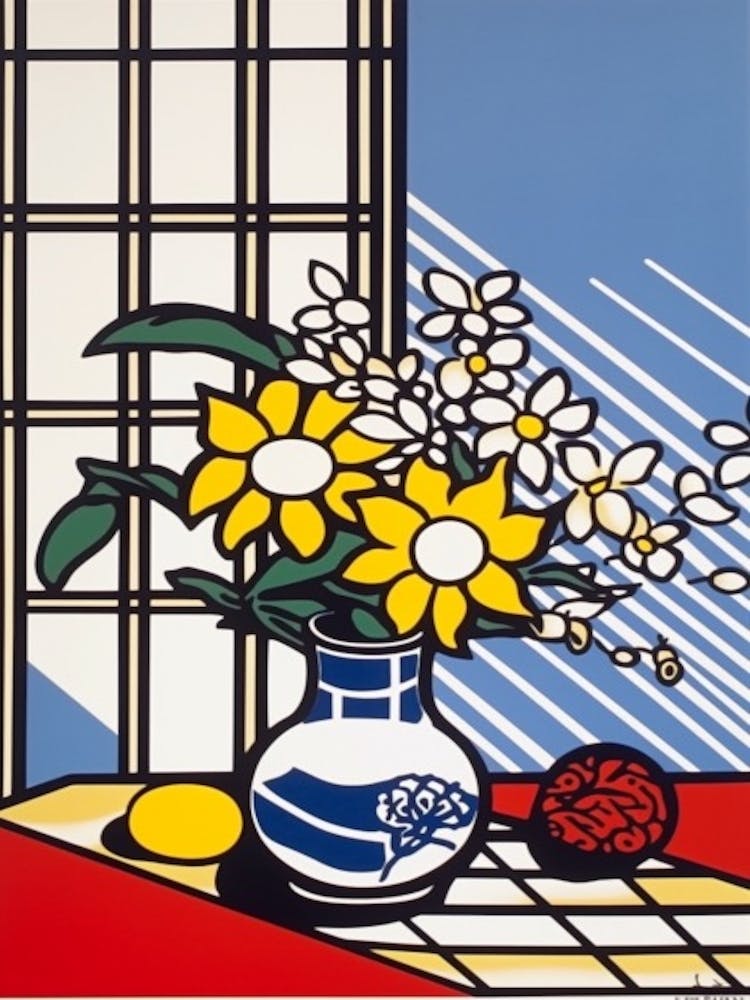 Aster Flower Still Life  3 Pop Art Style