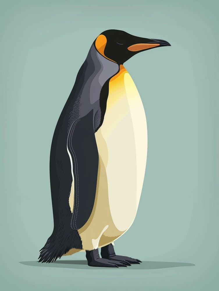 King Penguin Isabela Island Minimalist Illustration 1