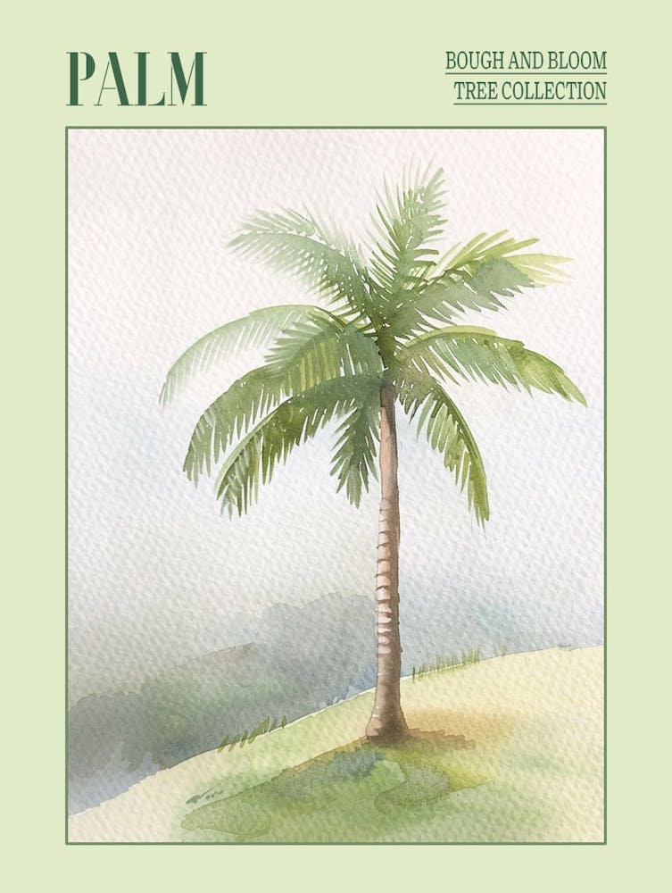 Palm Tree Atmospheric Watercolour Painting 1 Poster