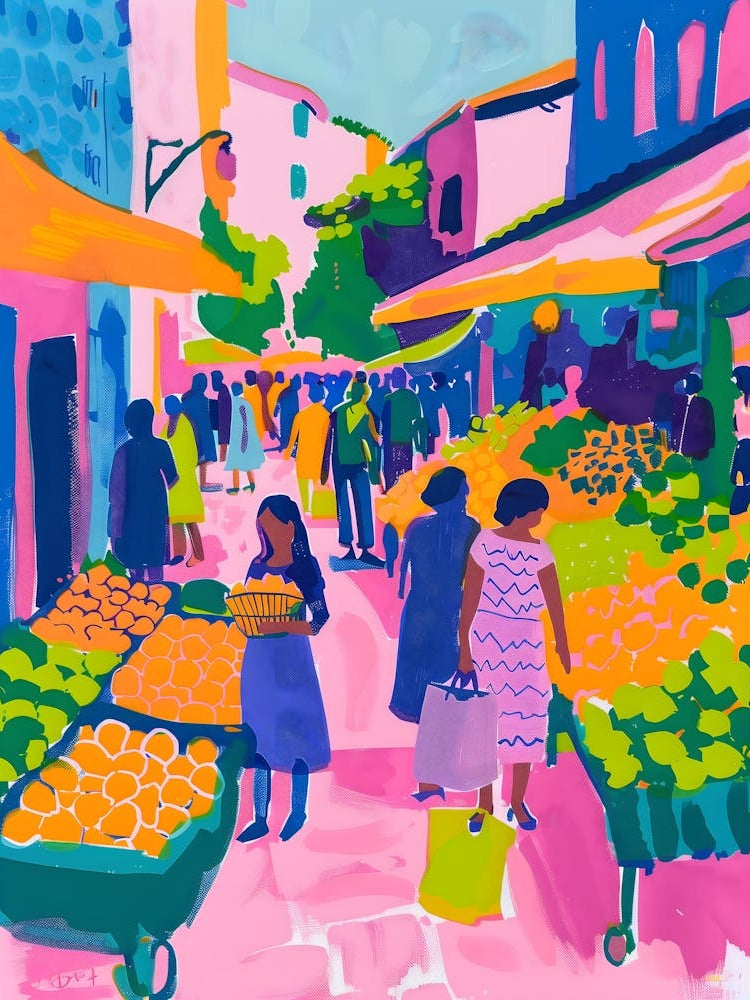 Matisse Inspired, Fruit Market, Fauvism Style