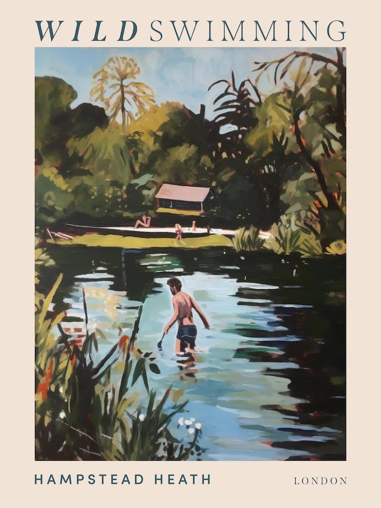 Wild Swimming At Hampstead Heath London 3 Poster