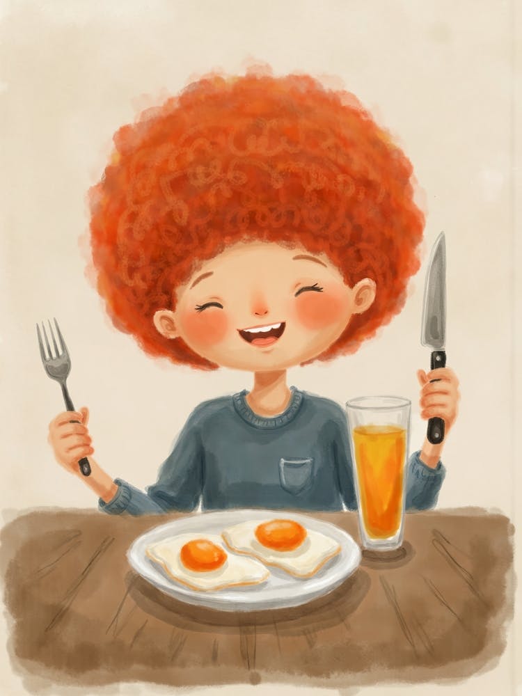 Little Boy Eating Breakfast