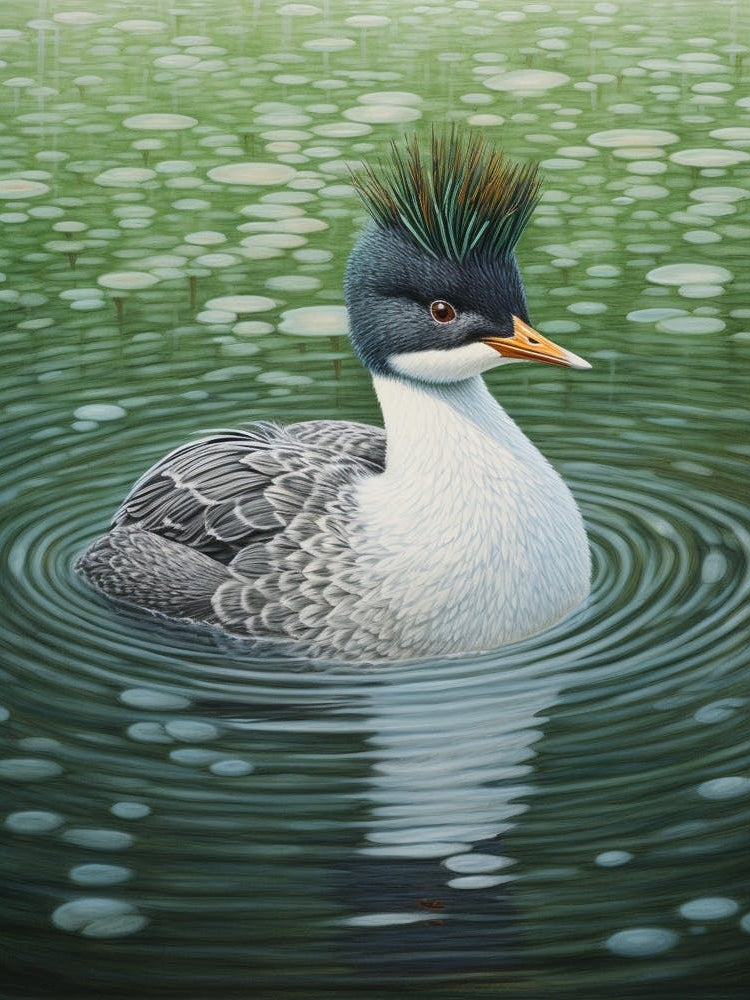 Ohara Koson Inspired Bird Painting Grebe 1