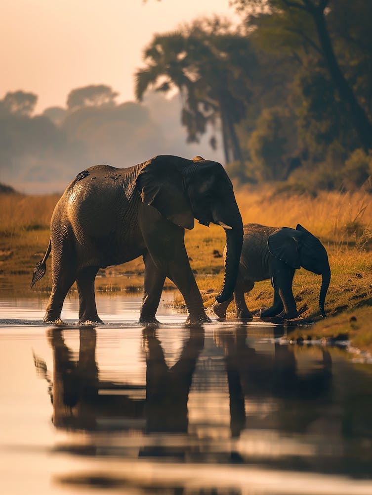 Two Elephants In The Water