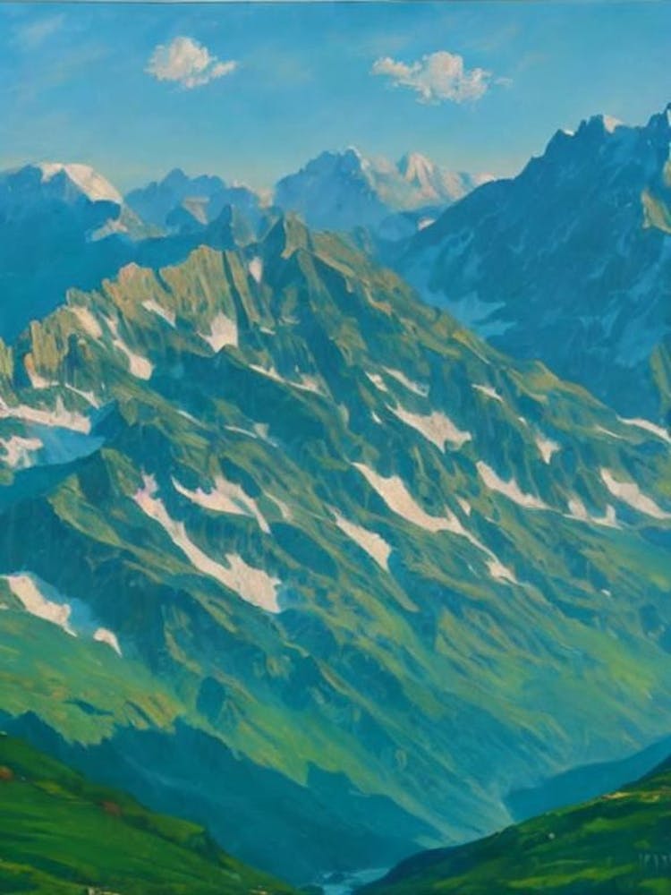 Gran Paradiso National Park Italy Blue Oil Painting 1