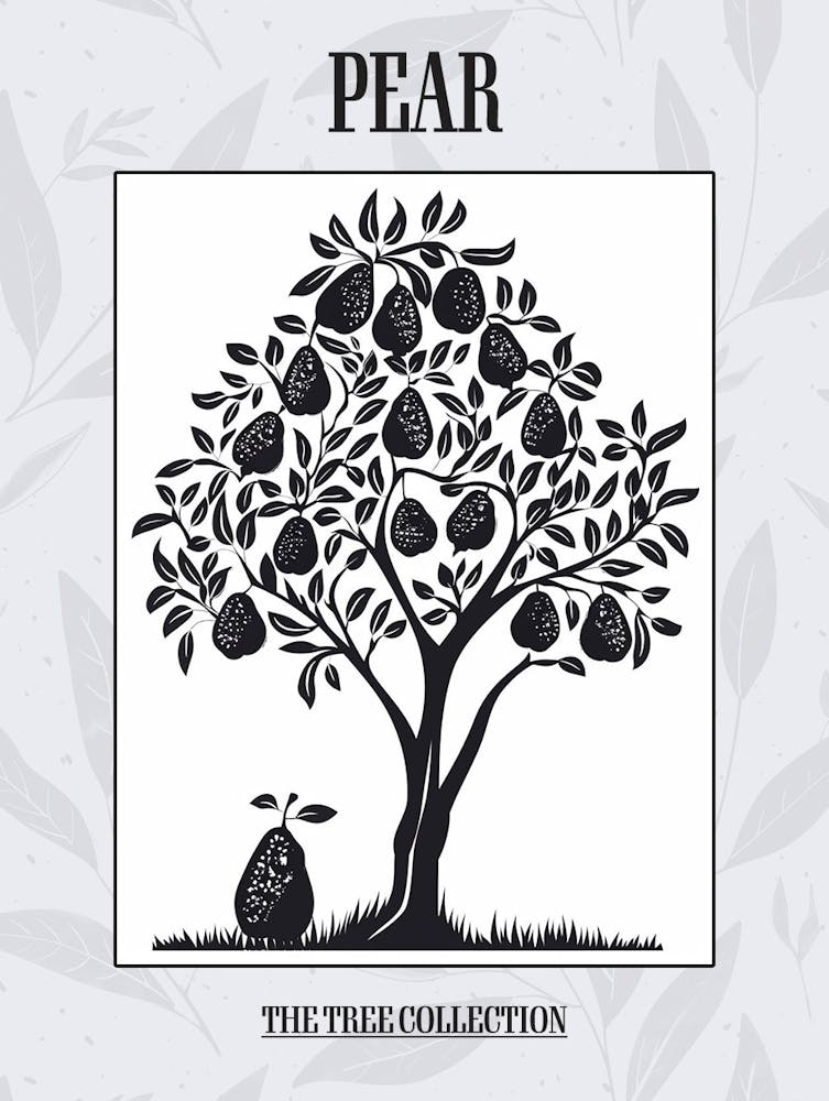 Pear Tree Simple Geometric Nature Stencil 1 Poster