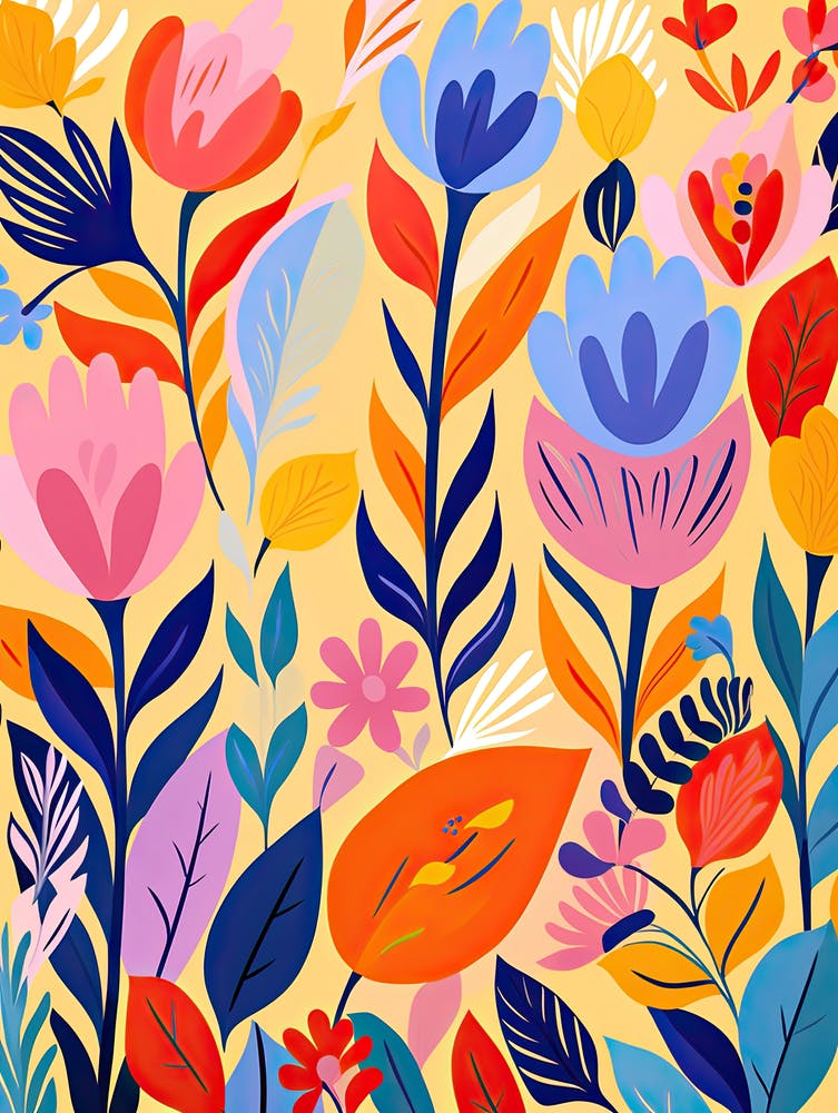 Flowers 17, Matisse style, Floral Texture