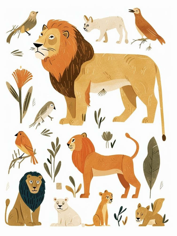 Barbary Lion Interaction Clipart 1