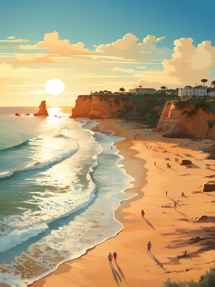 A Vibrant Painting Of Falesia Beach Algarve Portugal 3
