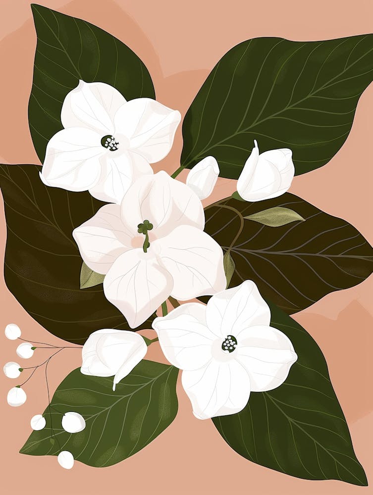 White Flowers On A Peach Background