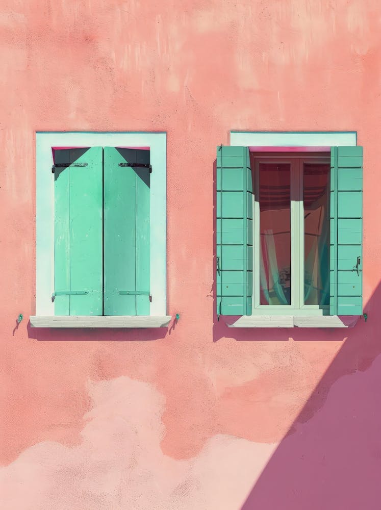 Pink House With Green Shutters 1