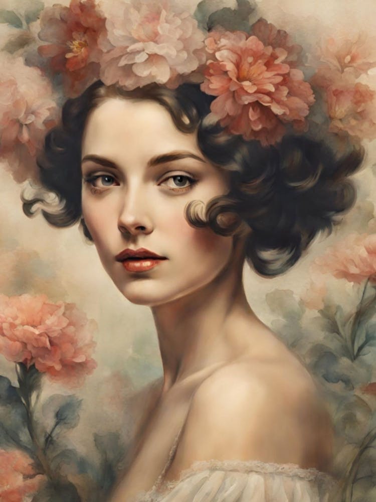 Girl With Flowers in Hair