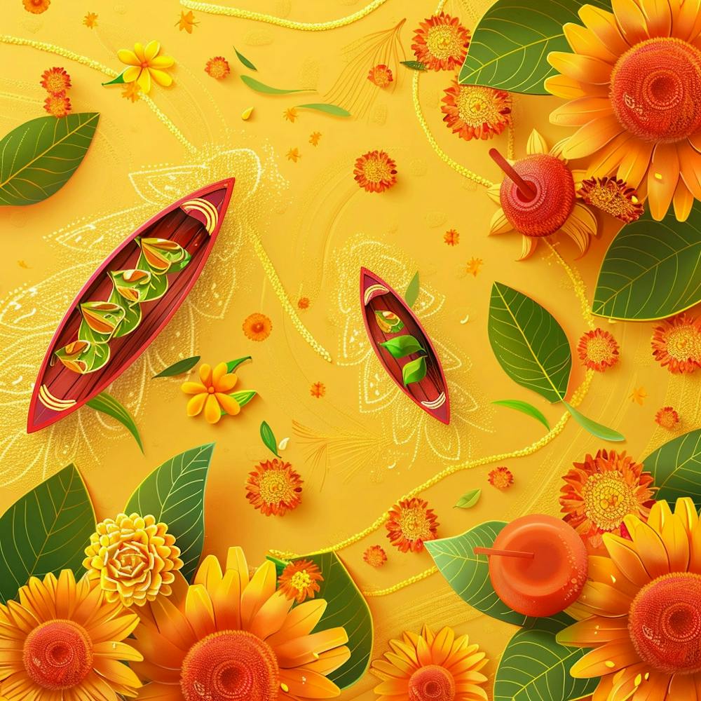 Onam Inspired Banner Texture With Rangoli Design