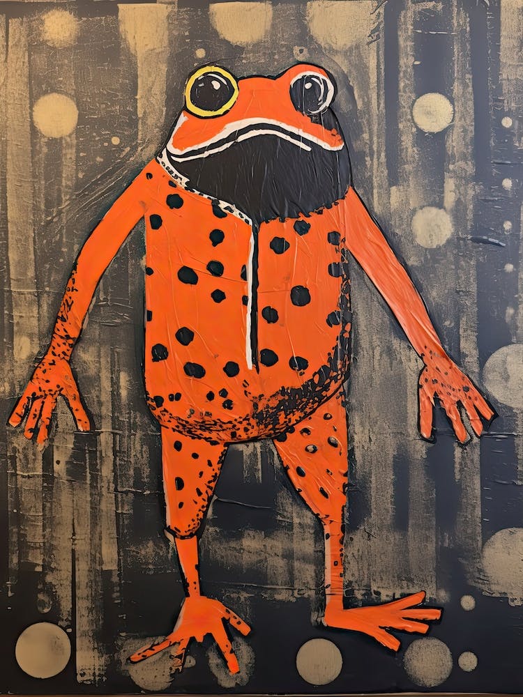 Frog, Woodblock Animal  Drawing 3