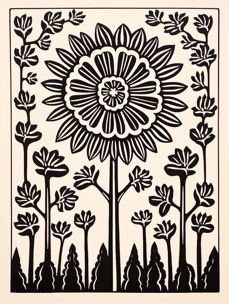 B&W Plant Illustration Pencil Cactus 3