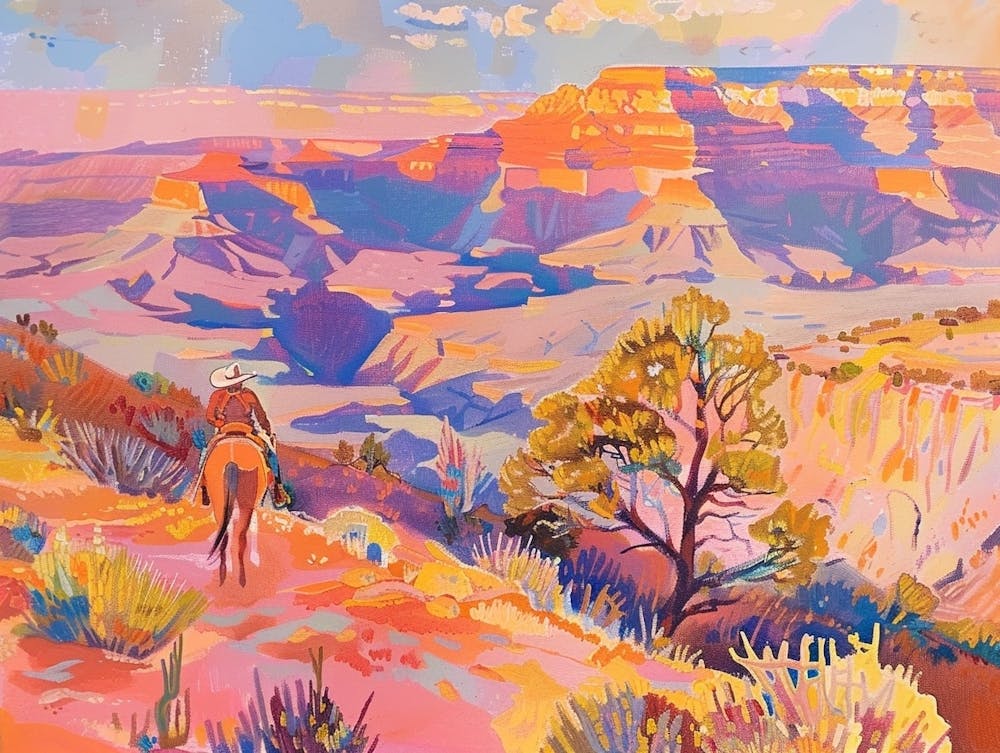 Cowboy Painting Grand Canyon Arizona