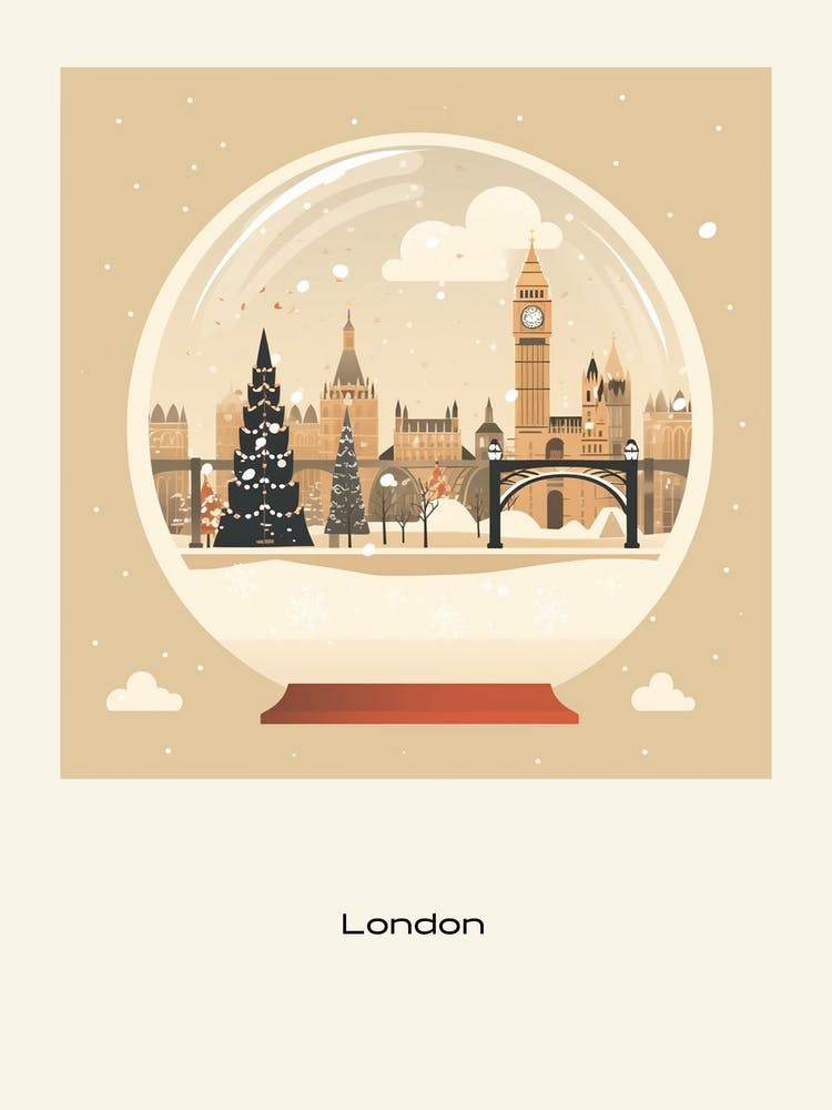 London United Kingdom 3 Snowglobe Poster