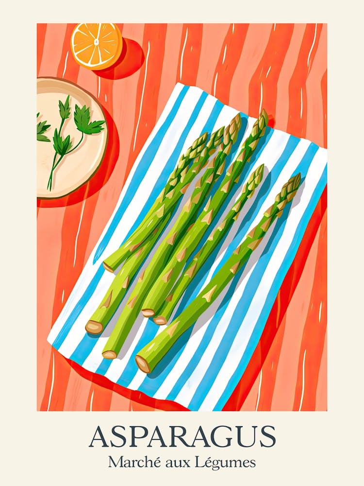 Marche Aux Legumes Asparagus Summer Illustration 2