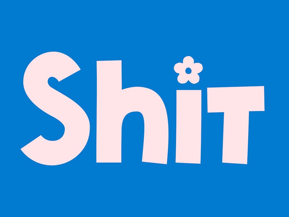 Shit (Blue Tone), bathroom, decor, toilet, cute, lettering, groovy, funky, funny, flower, humor, funk, cool, shit