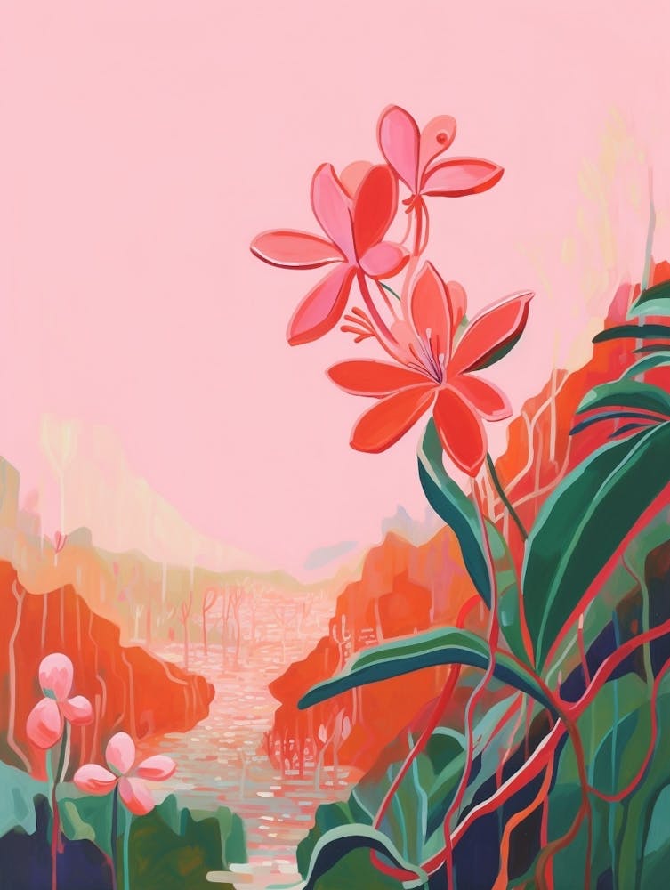 Peinture bohème de fleurs sauvages Silène Rose Sauvage 3