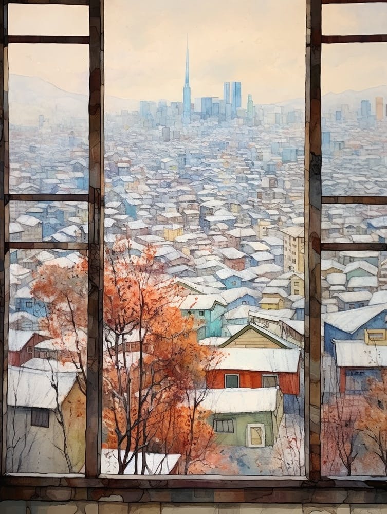 Winterstadtlandschaft Seoul Südkorea 2