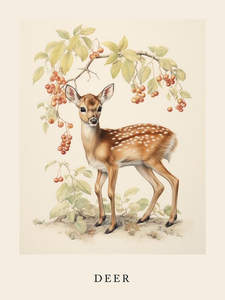 Beatrix Potter Inspired  Animal Watercolour Deer 2