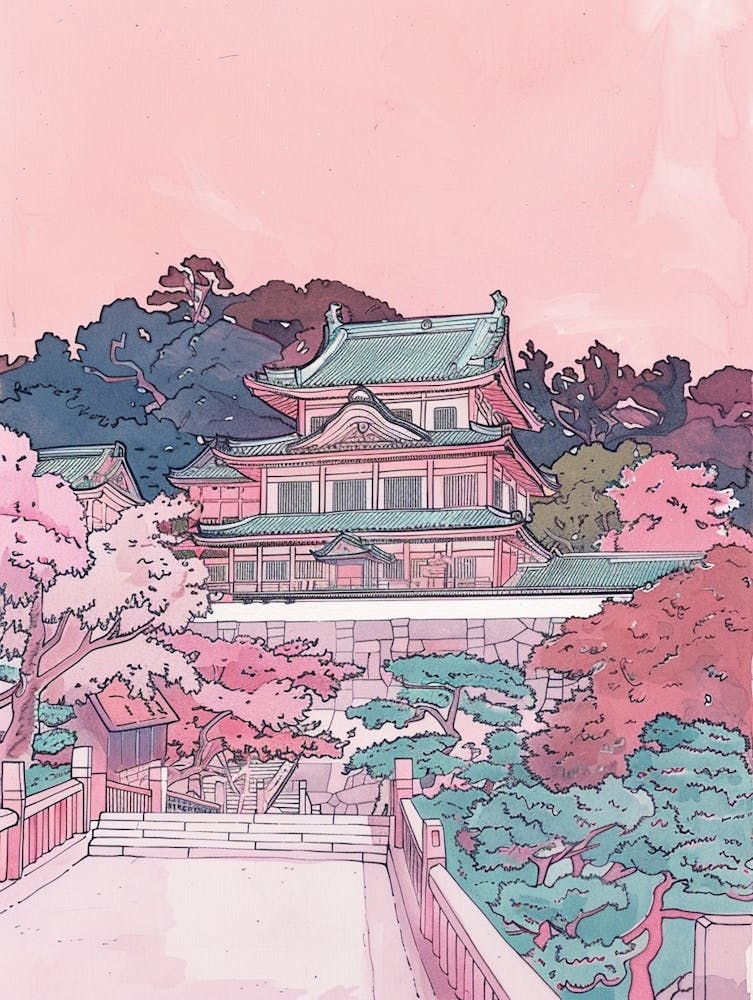 Himeji Japan 1 Retro-Illustration