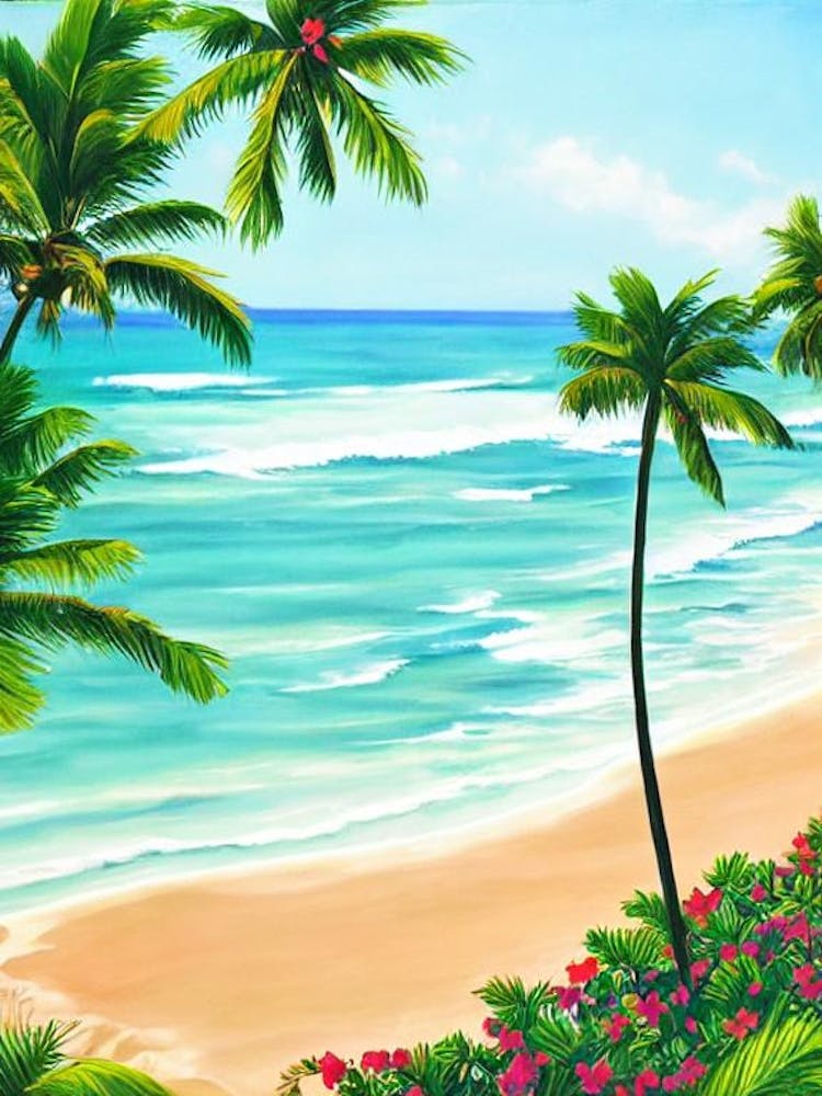 Hapuna Beach, Hawaii Illustration Contemporaine