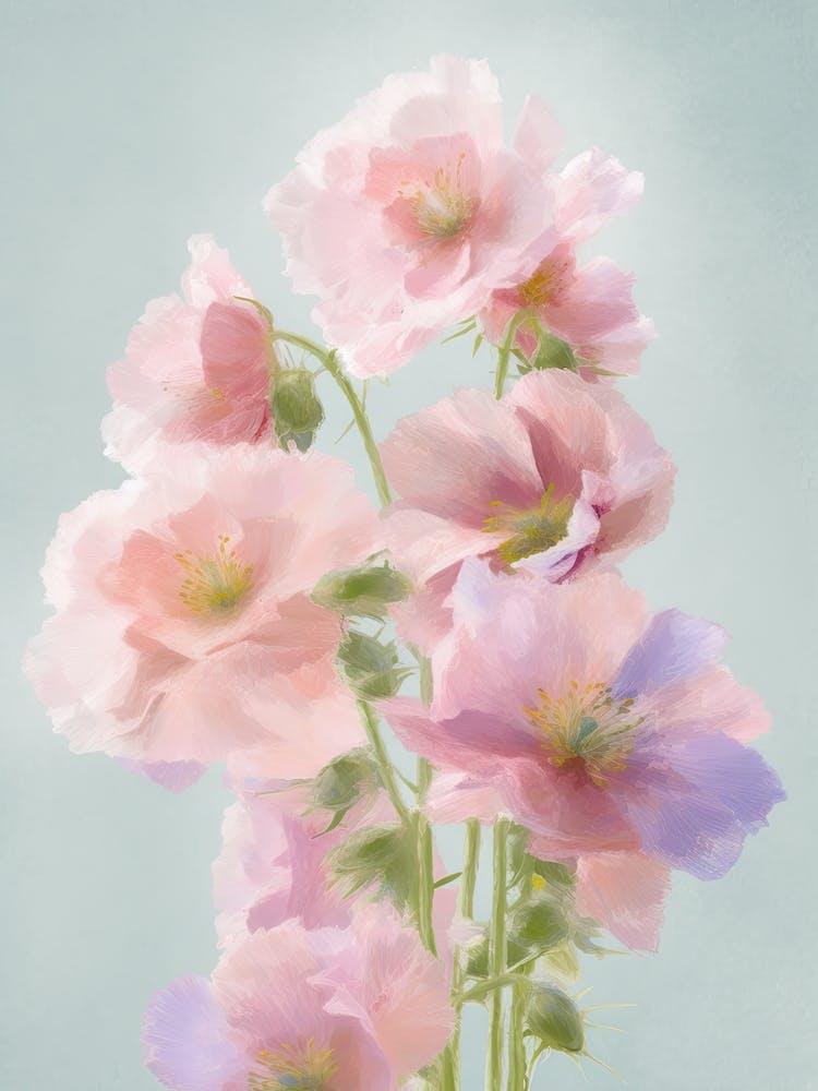 Delphinium Flowers Acrylic Painting In Pastel Colours 2