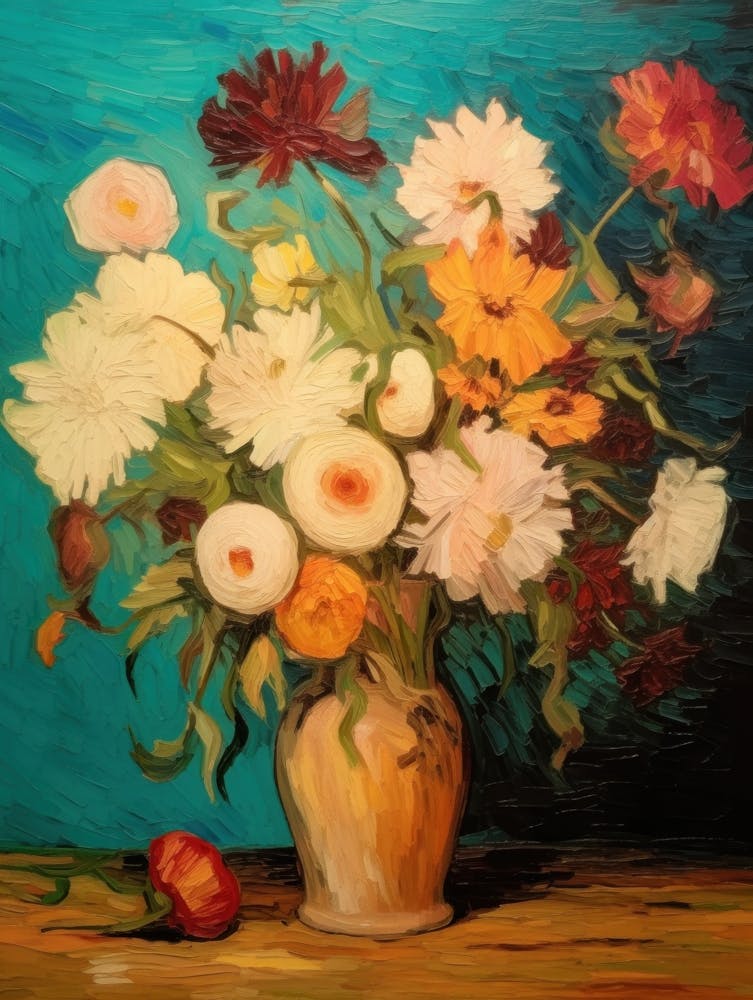 Flowers In A Vase Van Gogh Style