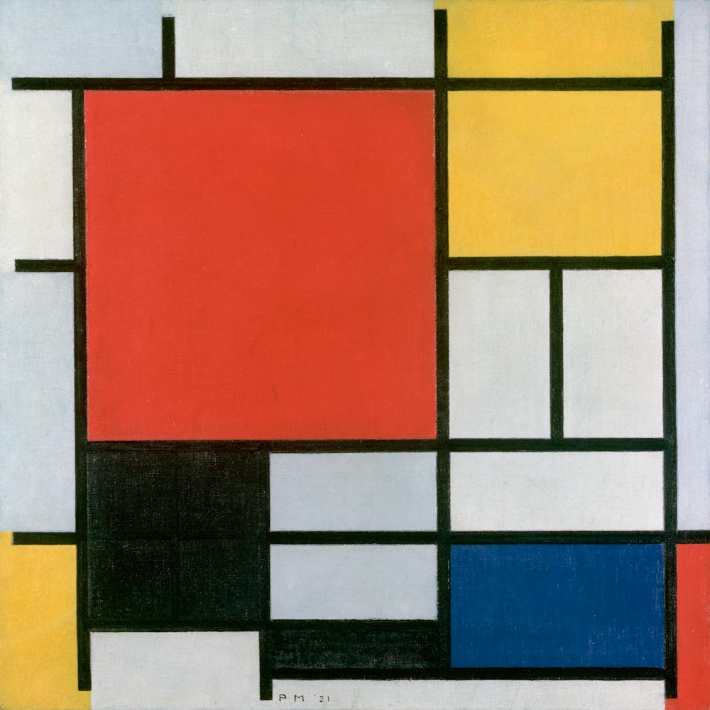 Piet Mondrian Composition With Large Red Plane Yellow Black Grey And Blue 1921 1x1