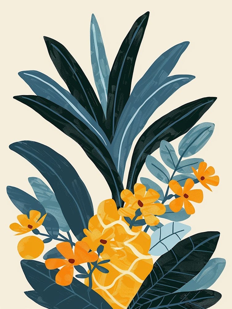 Pineapple Tree Illustration Flat 4