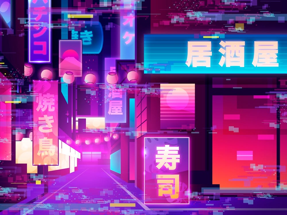 Synthwave Neon City: Tokio glitch #2 (Tokio glitch neon city)