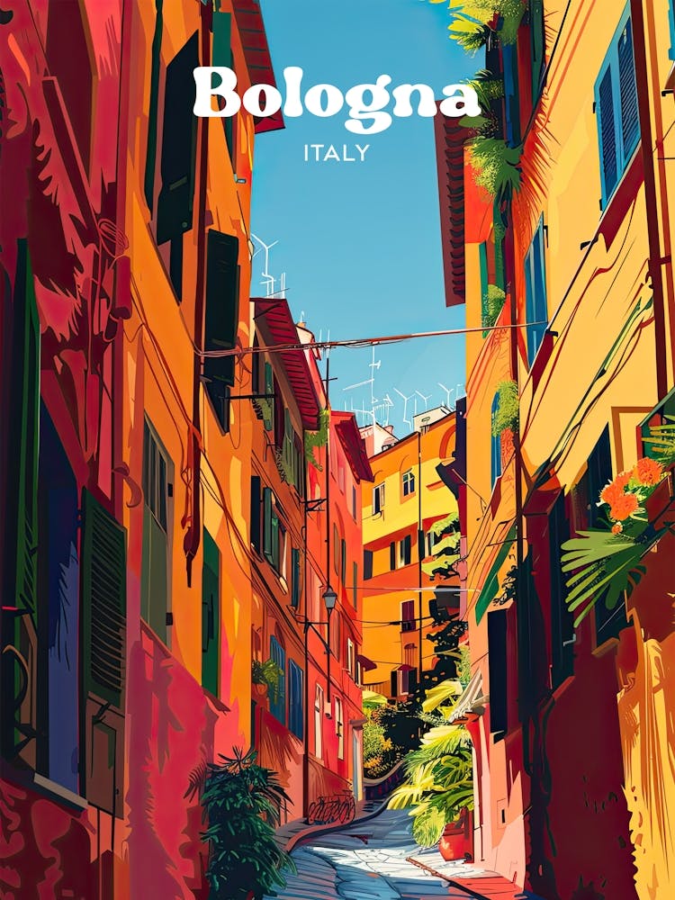 Bologna Italy Street Digital Travel Art
