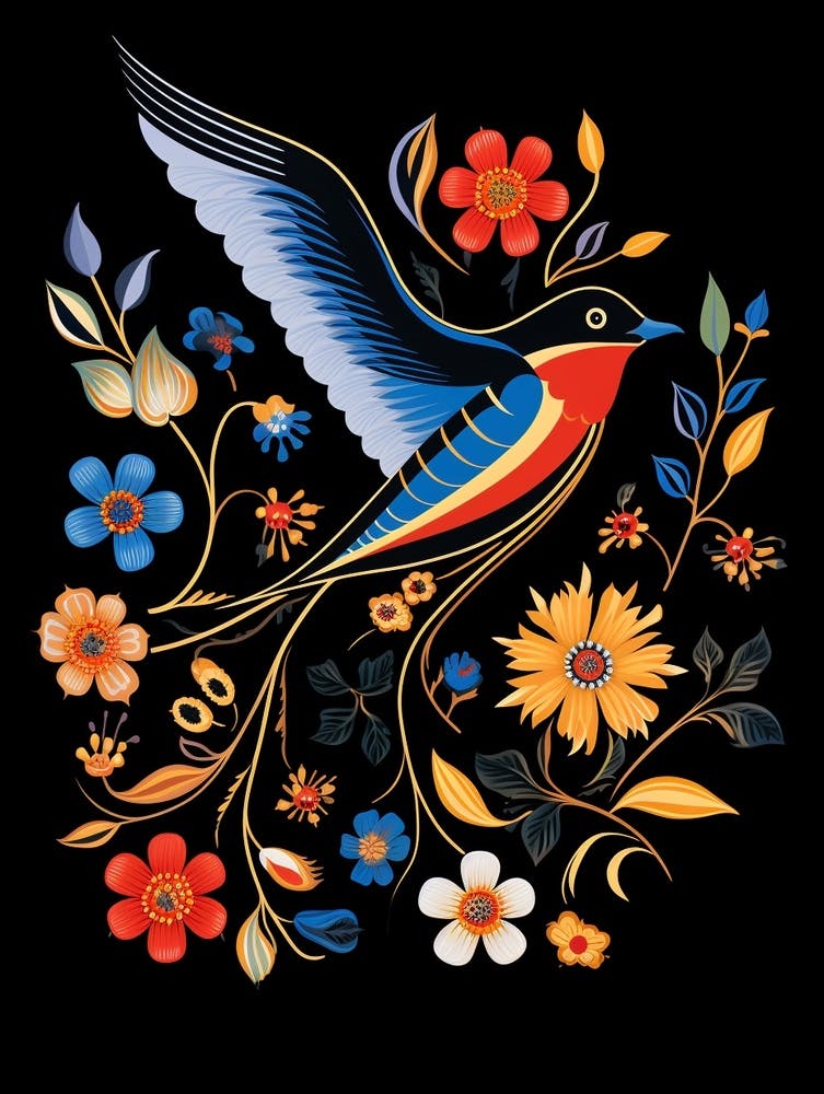 Folk Bird Illustration Barn Swallow 1