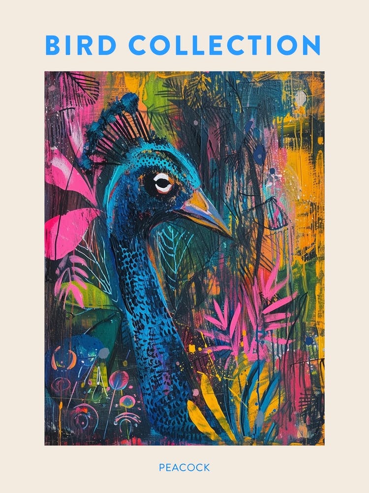 Abstract Peacock Loose Brushstrokes Poster