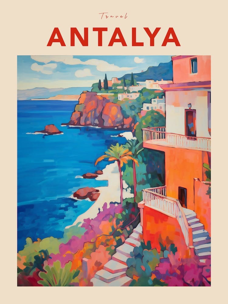 Antalya Turkey 7 Fauvist Travel Poster