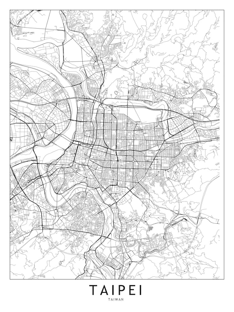 Taipei White Map