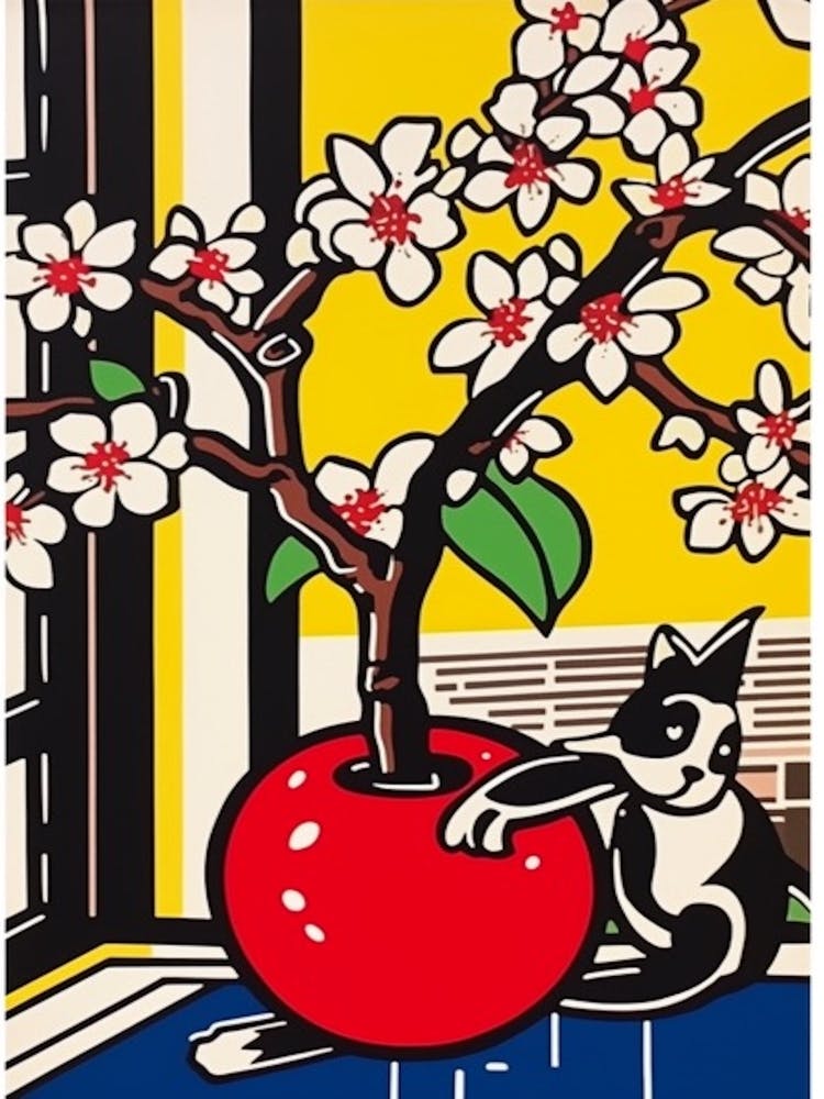 Apple Flower Still Life  3 Pop Art Style