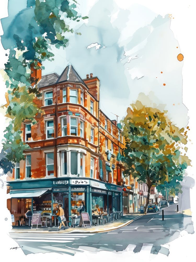 Ealing London Borough   Street Watercolour 4