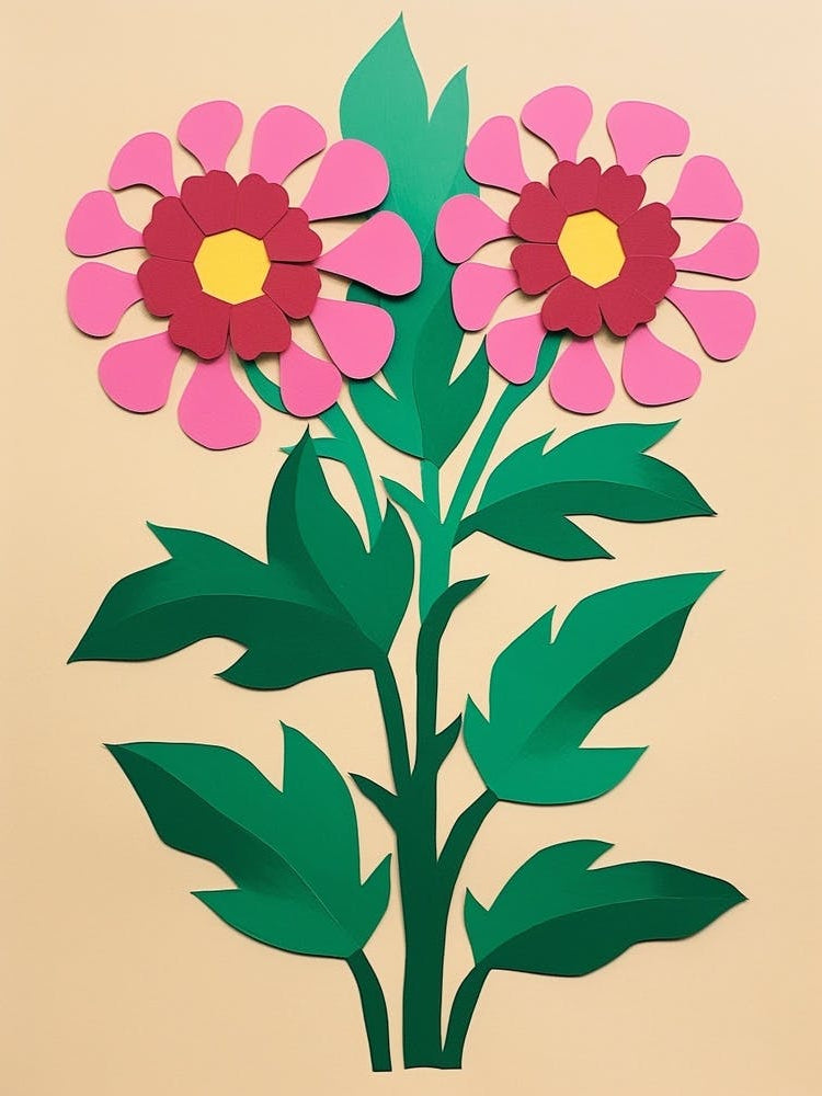 Cut Out Style Flower Art Asters 4