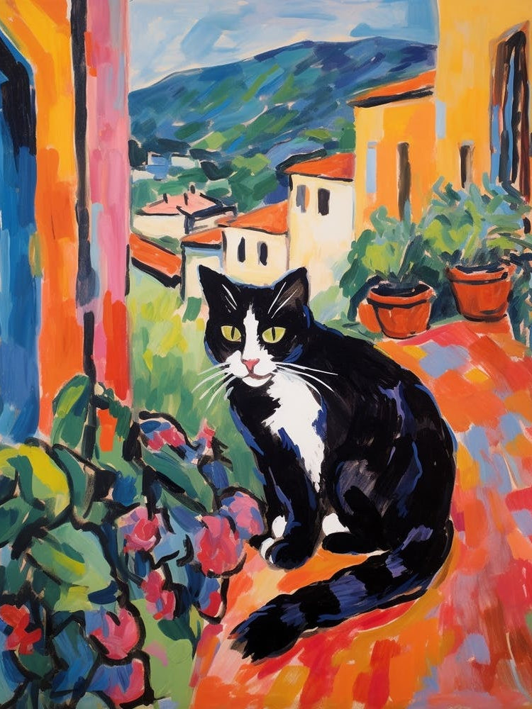 Painting Of A Cat In Volterra Italy 1