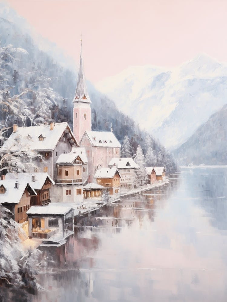 Dreamy Winter Painting Hallstatt Austria 2